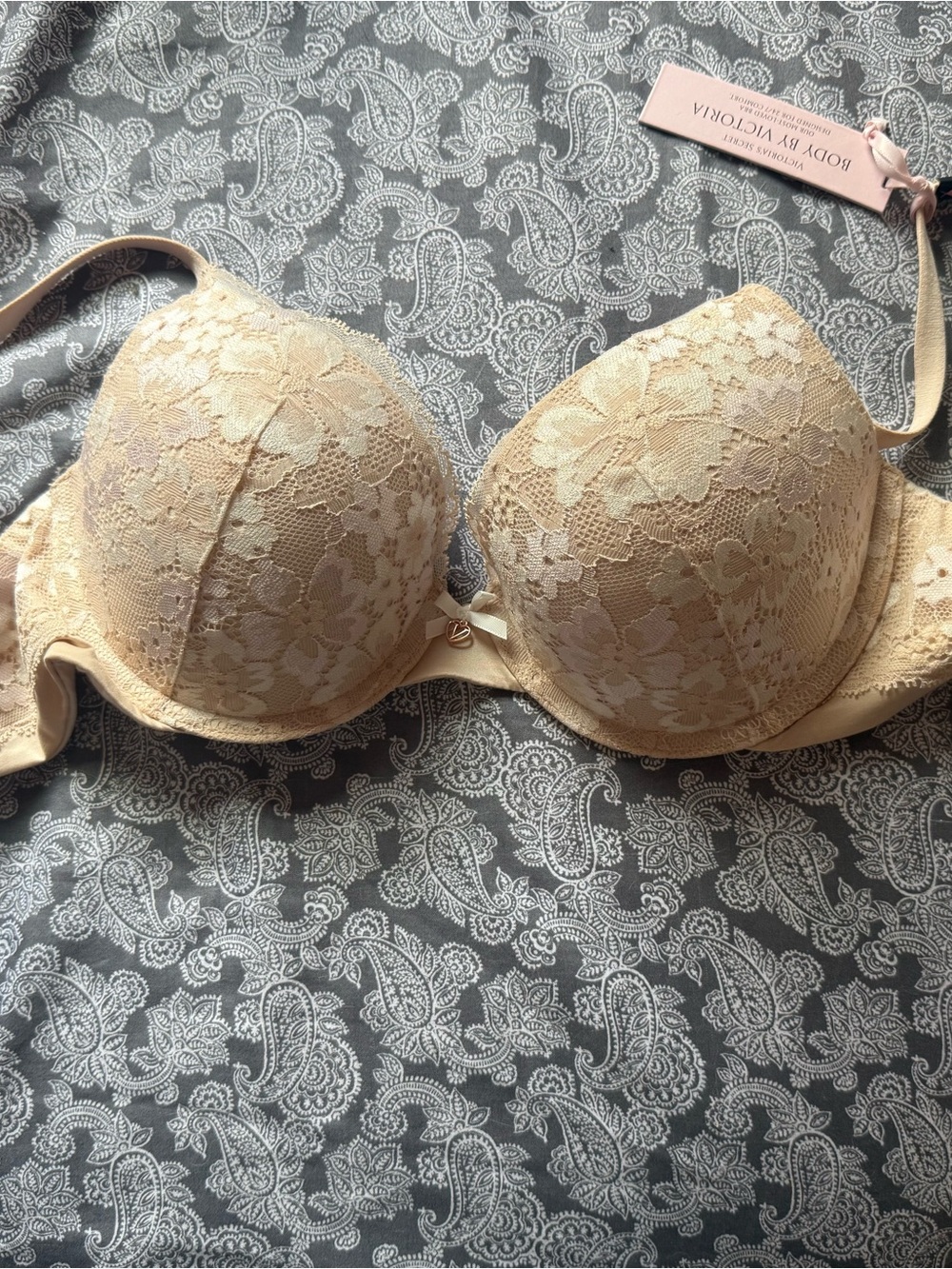 PINK Victoria's Secret Beige Lace Push-Up Bra